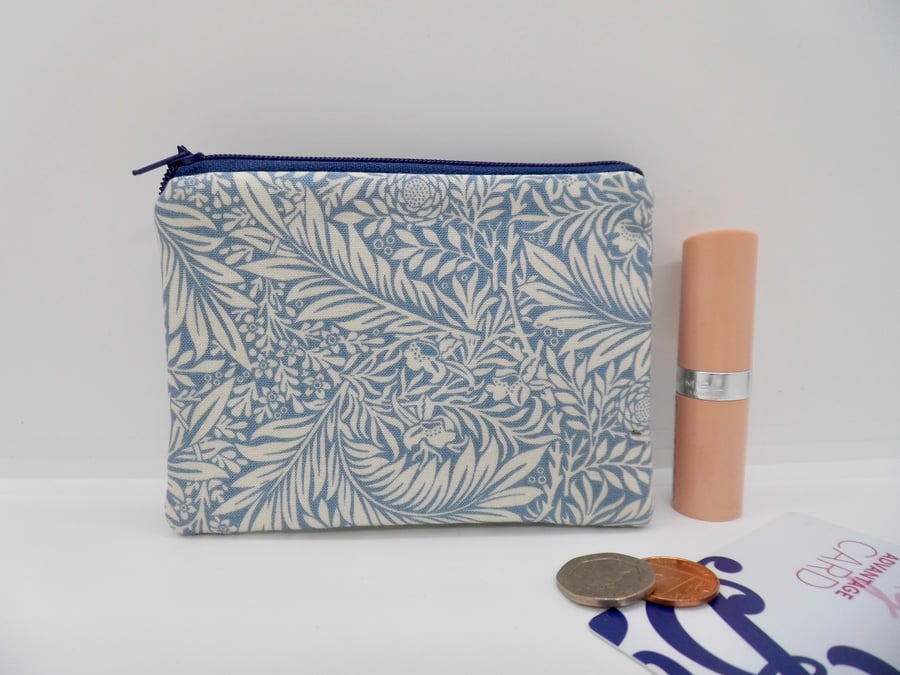 Coin purse mini make up in blue Larkspur William Morris fabric 