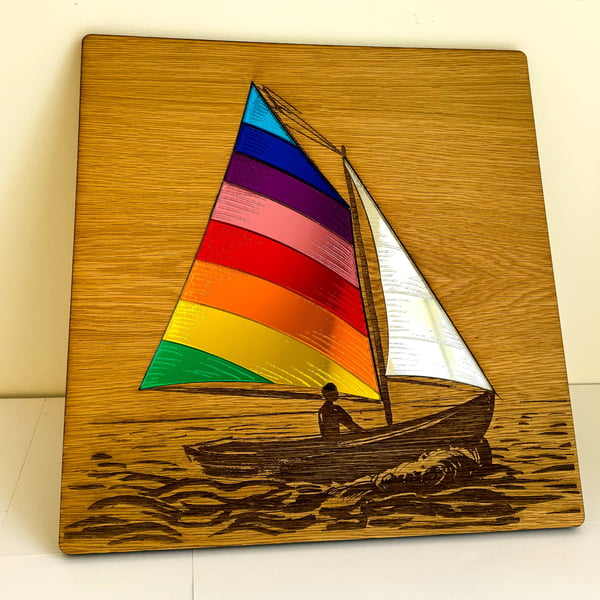 Rainbow Sailing Yacht Wall Art