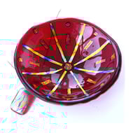 Red Gold 13cm Dichroic Fused Glass Bowl 060 Handmade 