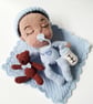 Handmade Heirloom Crocheted Amigurumi Baby Boy Doll Toy with Accessories - Image 2