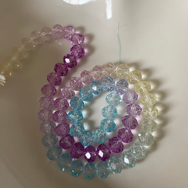 8mm rainbow round faceted cut glass beads.