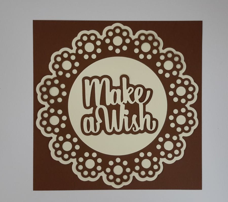 Make a Wish Greeting Card - Chocolate Brown and Cream