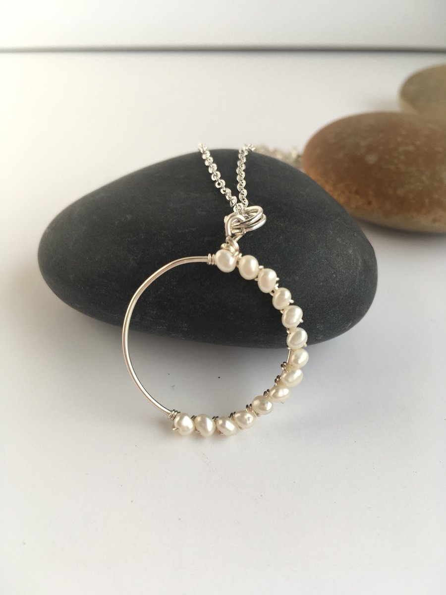 White pearl pendant - made in Scotland. 