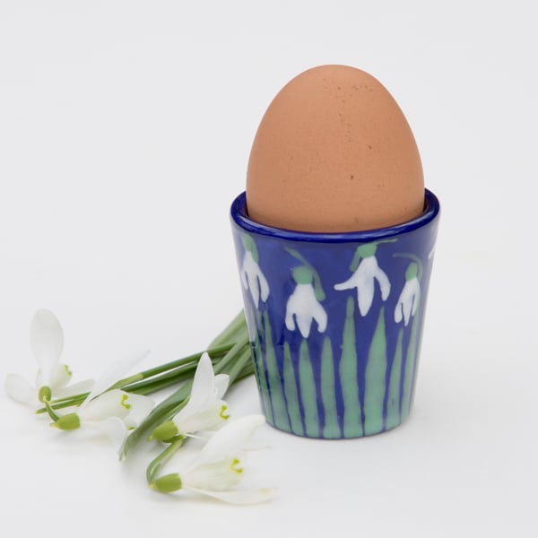Snowdrop Egg Cup - Hand Painted - SALE 'Perfectly Imperfect'