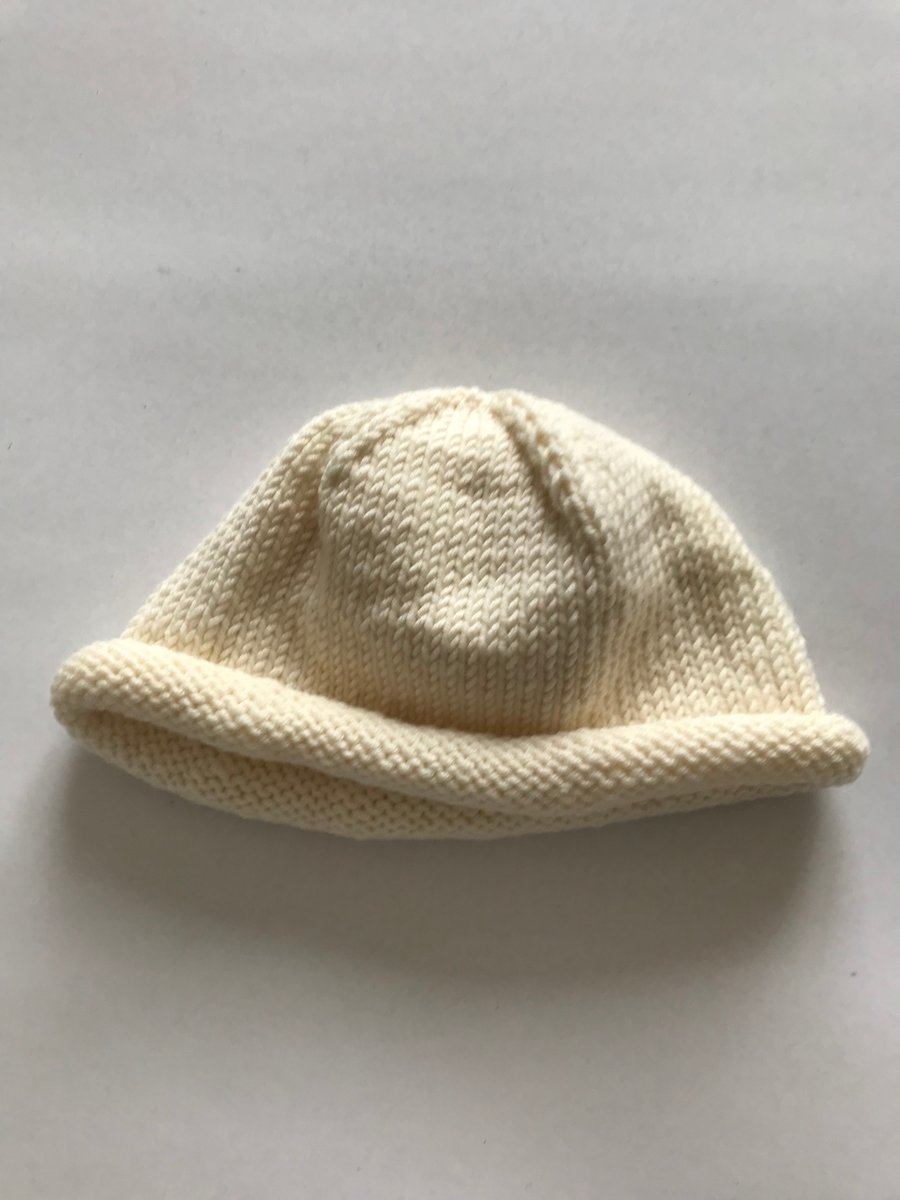Hand knitted baby beanie hat