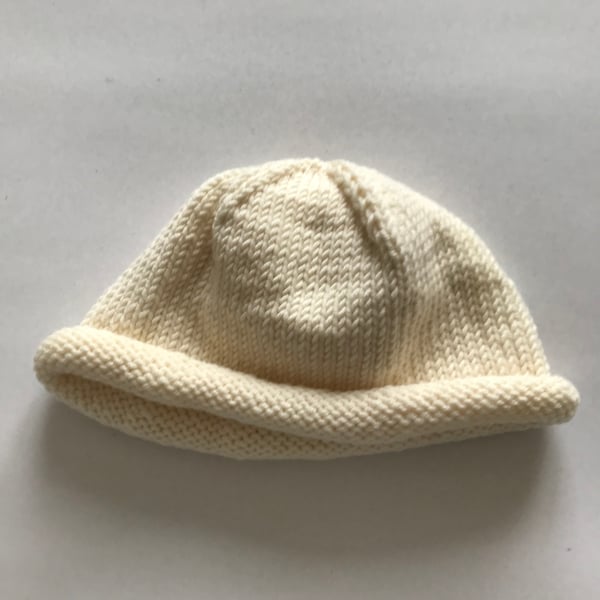 Hand knitted baby beanie hat