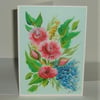 hand painted original floral greetings card ( ref F 239)