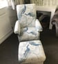 Laura Ashley Belvedere Midnight Blue Fabric Adult Chair Armchair Peacocks Navy - Image 4