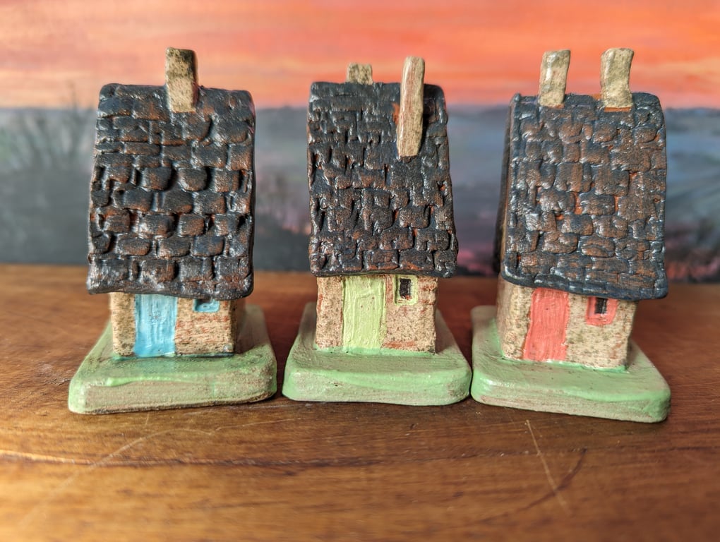 Set of 3 Tiny Cottage style ornaments