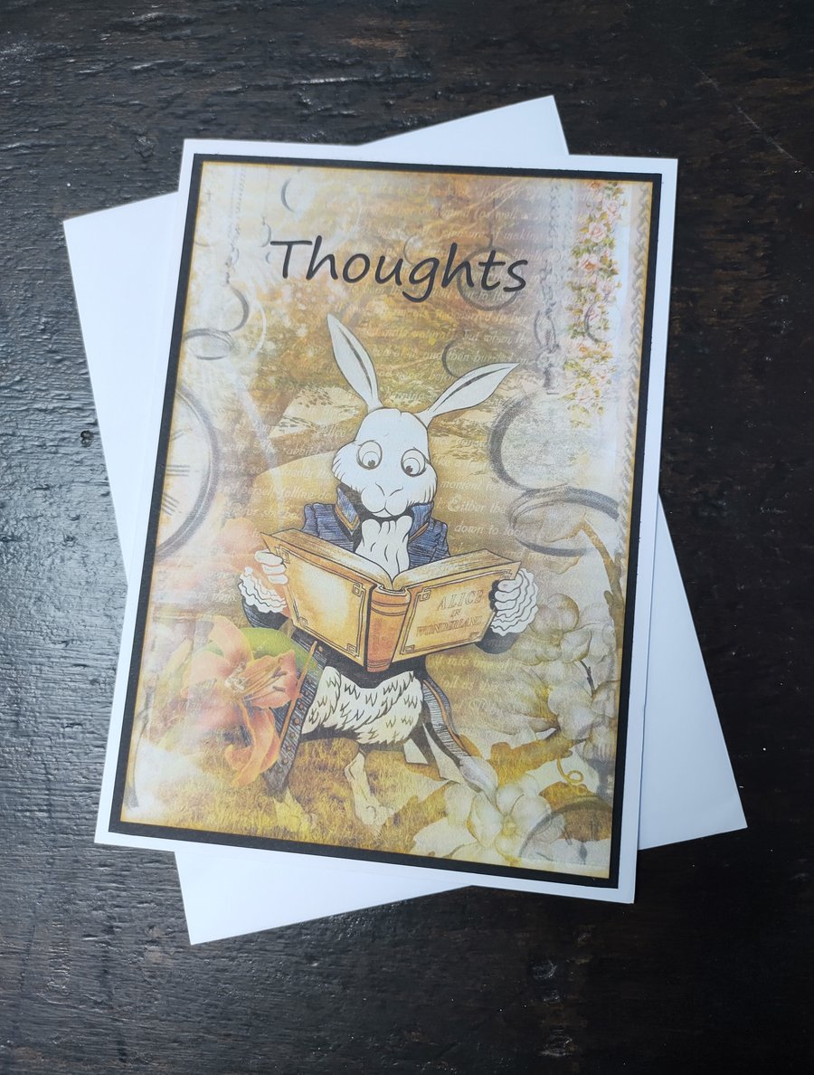 White Rabbit Card, Alice in Wonderland  Card, Flat  card for posting, FREEPOST