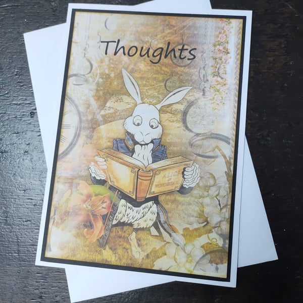 White Rabbit Card, Alice in Wonderland  Card, Flat  card for posting, FREEPOST