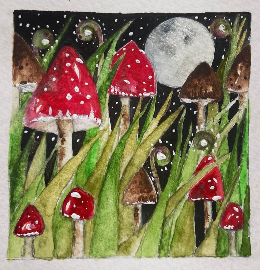  Original Mounted Watercolour Mushrooms