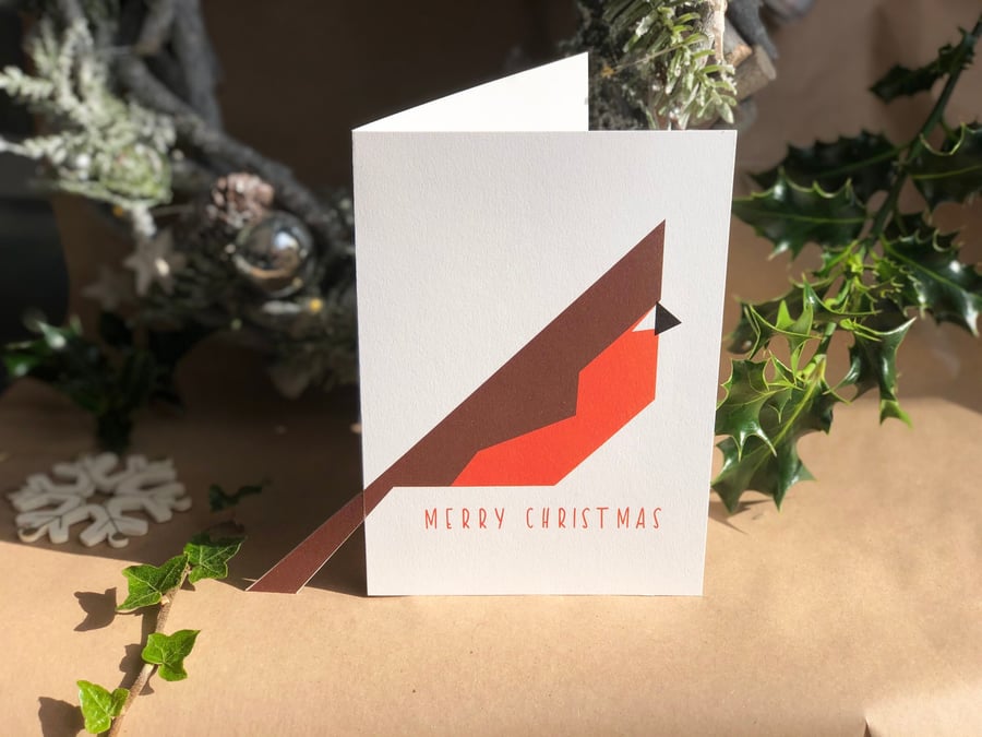 Christmas Robin with Tail Card