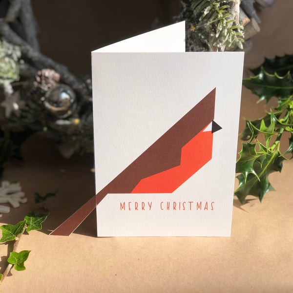 Christmas Robin with Tail Card