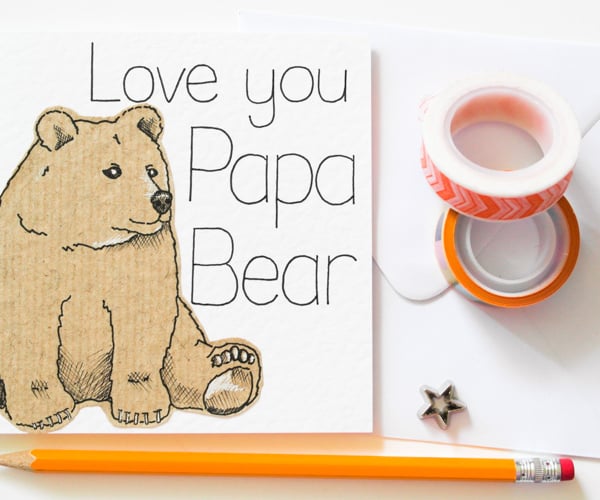 Love You Papa Bear Handmade Greeting Card, Bear Father's Day Card, Dad Birthday