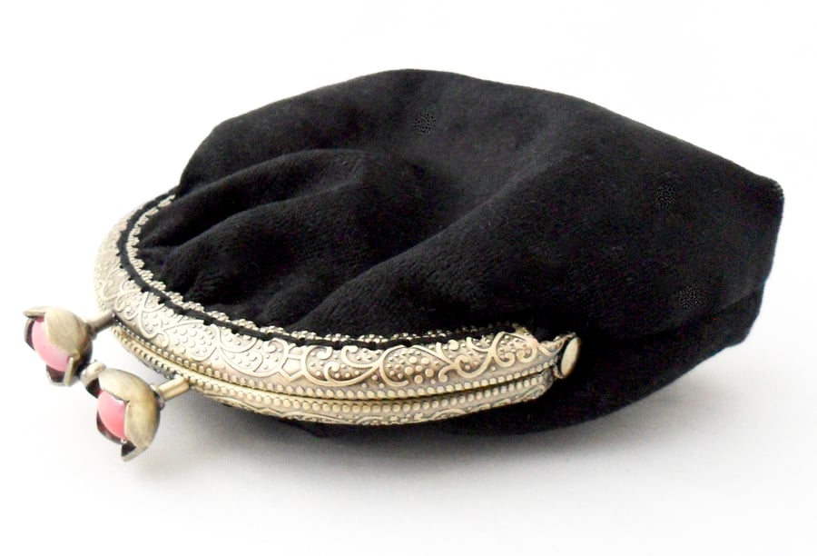 Black crushed velvet purse