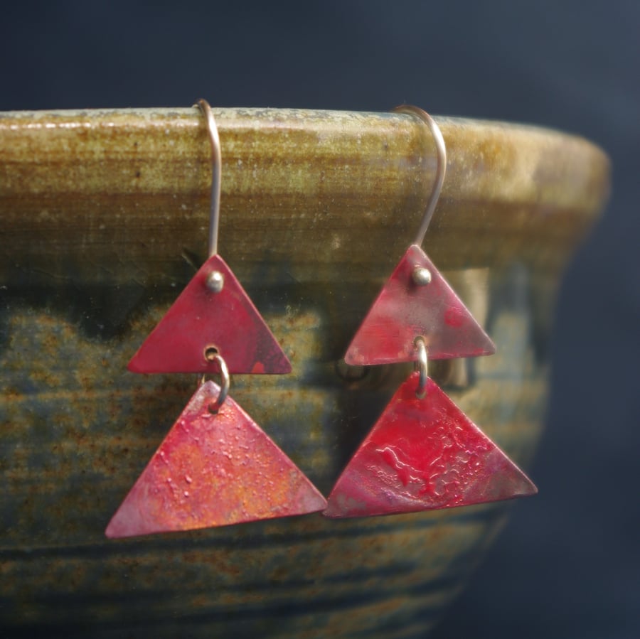 Red Triangle  Earrings
