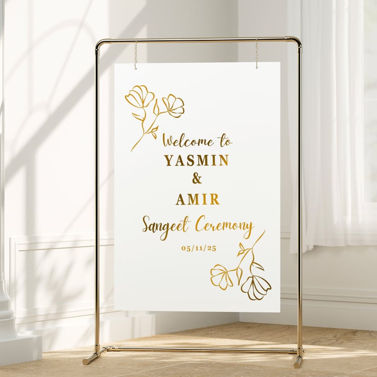 Sangeet Ceremony Welcome Sticker - Floral: Personalised Indian Wedding Decor