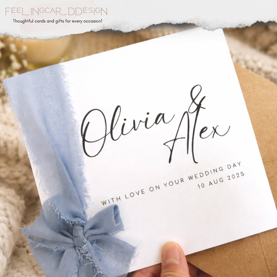Personalised Wedding Keepsake - Chiffon Ribbon Gift with Names & Date
