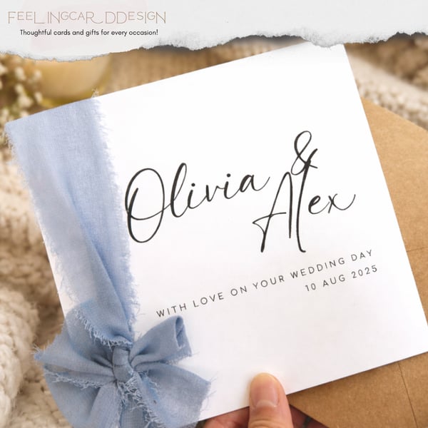 Personalised Wedding Keepsake - Chiffon Ribbon Gift with Names & Date