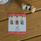 Set of 3 stitch markers or progress keepers in a cottage design