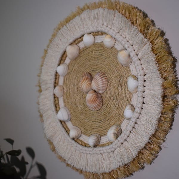 Sisal & Off White Double Fringe Wall Hanging (Large)