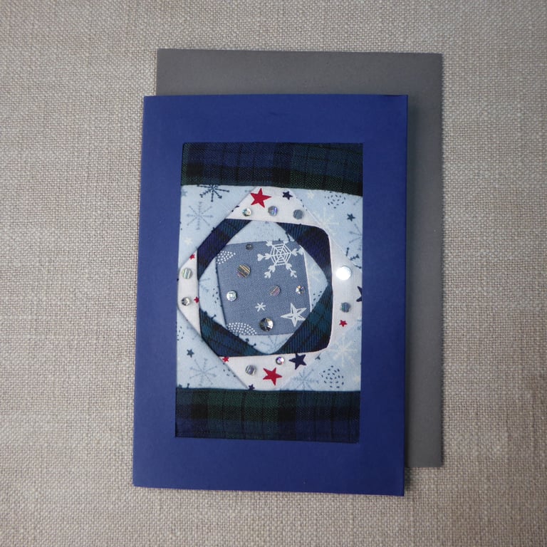 Individually Hand Crafted Textile Christmas Blank Card