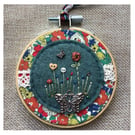 Butterfly charm felt Liberty fabric embroidery hoop 