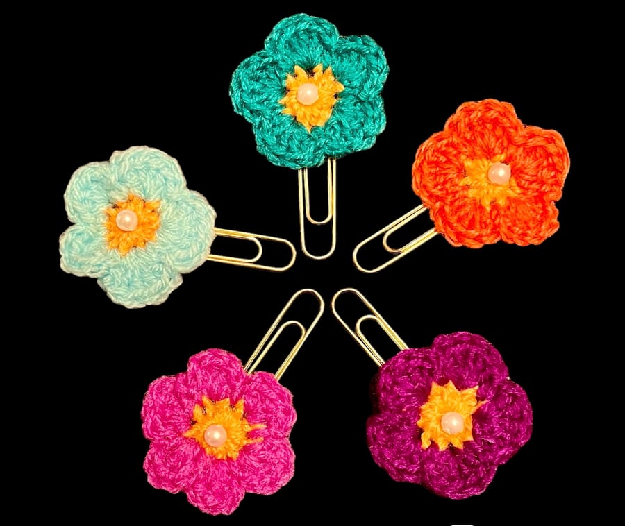 Bookmarks, Planner Clips, Bookmark Clips, Flower Paperclips, Paper Clip