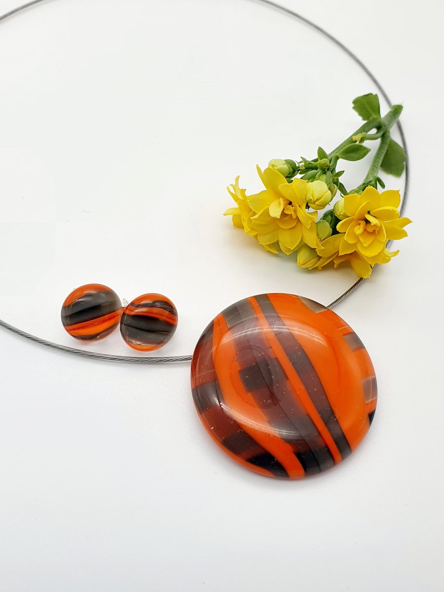 Fused Glass Necklace and Earring Set