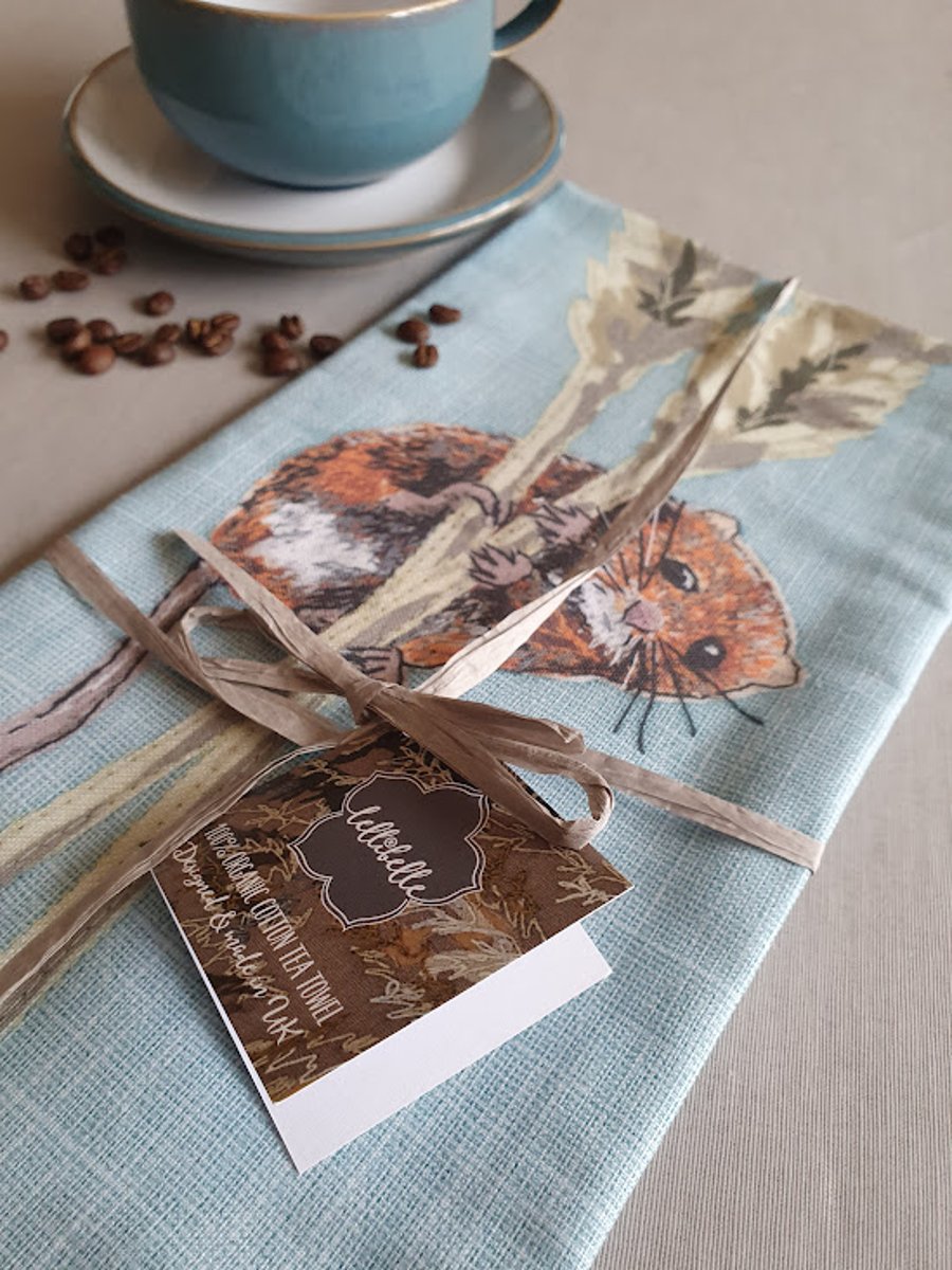 Harvest Mouse tea towel