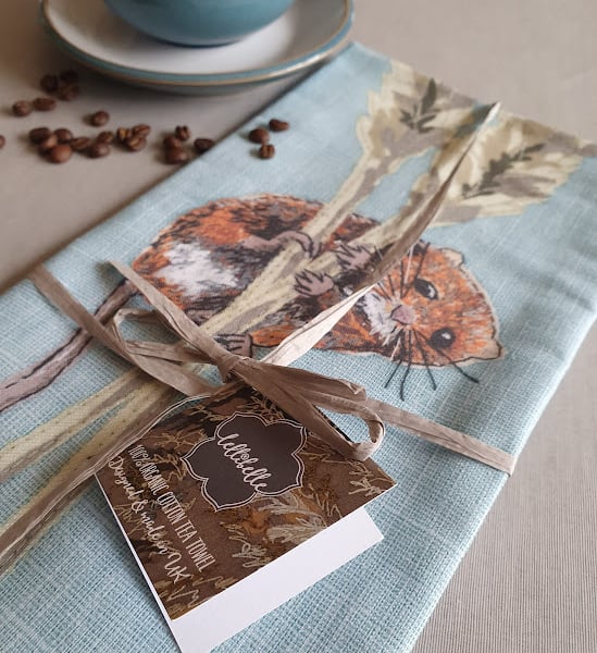 Harvest Mouse tea towel