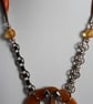 Upcycled Orange Vintage Buckle Necklace - Image 7