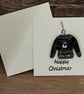 Handmade Detachable Keepsake, Fused Glass Festive Christmas Jumper Card