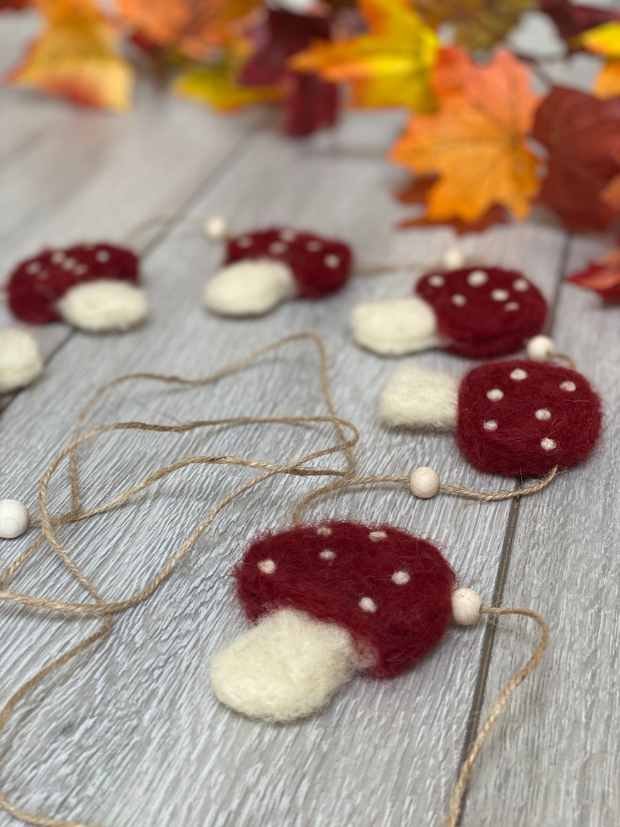 Needle Felt Mushroom Garland 