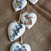 Alice In Wonderland Hanging Hearts Decoration Wooden Rustic Unusual 