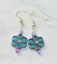 Hawaiian ocean blue flower earrings - Image 2