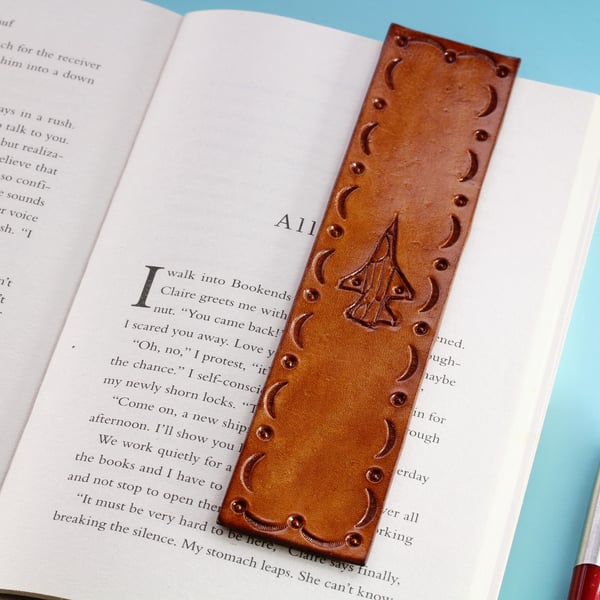 Hand Carved Fighter Plane Leather Bookmark, Leather Book Mark For Pilot Gift