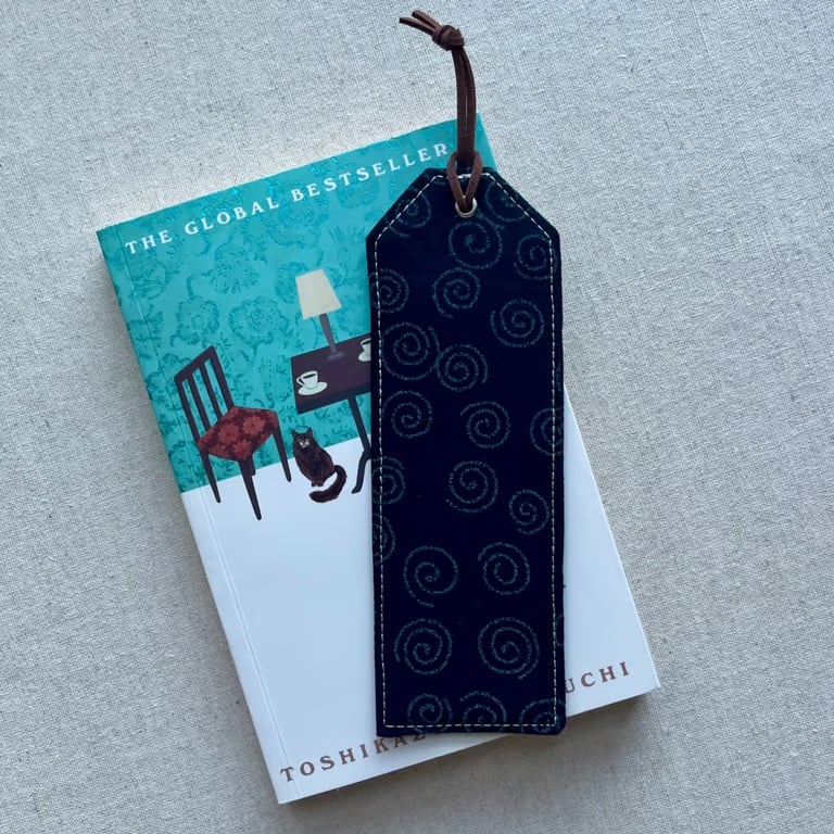 Bookmarks Japanese Fabric Indigo Blue Swirls