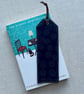 Bookmarks Japanese Fabric Indigo Blue Swirls - Image 1