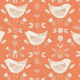 Narvik Birds Burnt Orange fabric 30cm Drum Lampshade