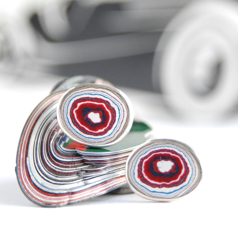 Bright Dodge fordite cufflinks - seconds
