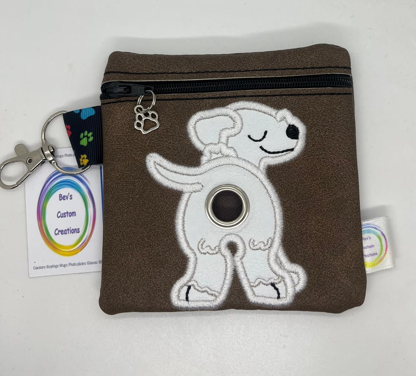 Bedlington Embroidered Poo bag dispenser 