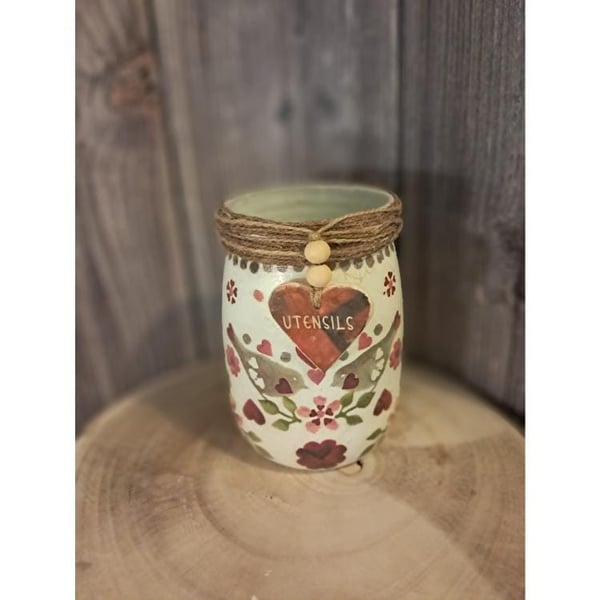 Emma Bridgewater Inspired Hand Painted and Decoupaged Love Birds Glass Storage J