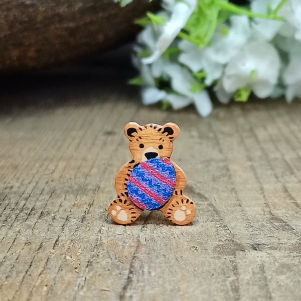 Easter Egg Teddy Bear Pin, Handmade Bear Brooch, Cute Spring Gift