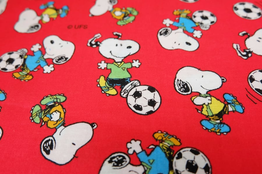 Snoopy Fabric, Red Football Snoopy, Peanuts Craft Fabric by Concord 115cm x 37cm