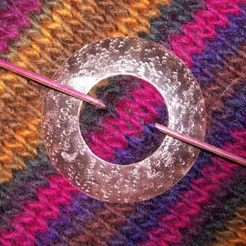 Shawl pin in textured copper