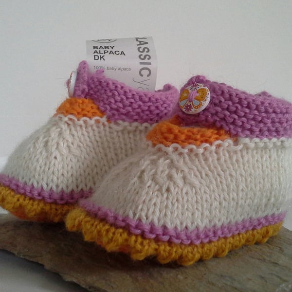 Luxury Pure Baby Alpaca Girls Baby Shoes  0-6 months size