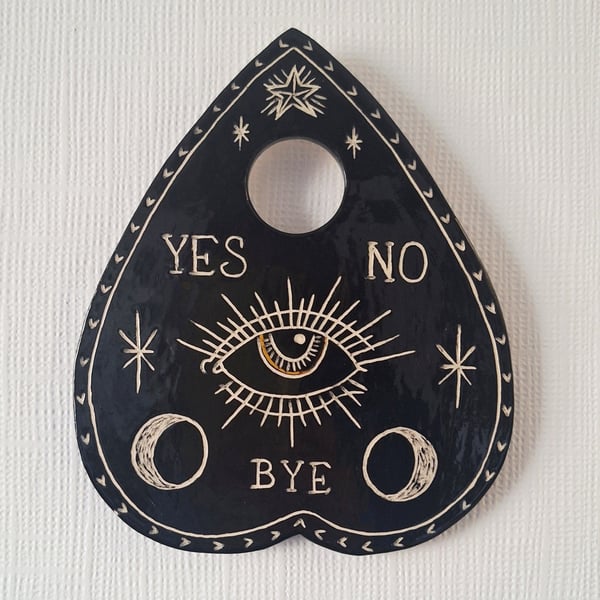 Ceramic Ouija Board Planchette - hanging ceramic decoration