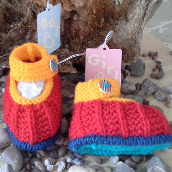 Hand Knitted Gender Neutral Baby Shoes 0-6 months  (Help for Charity)